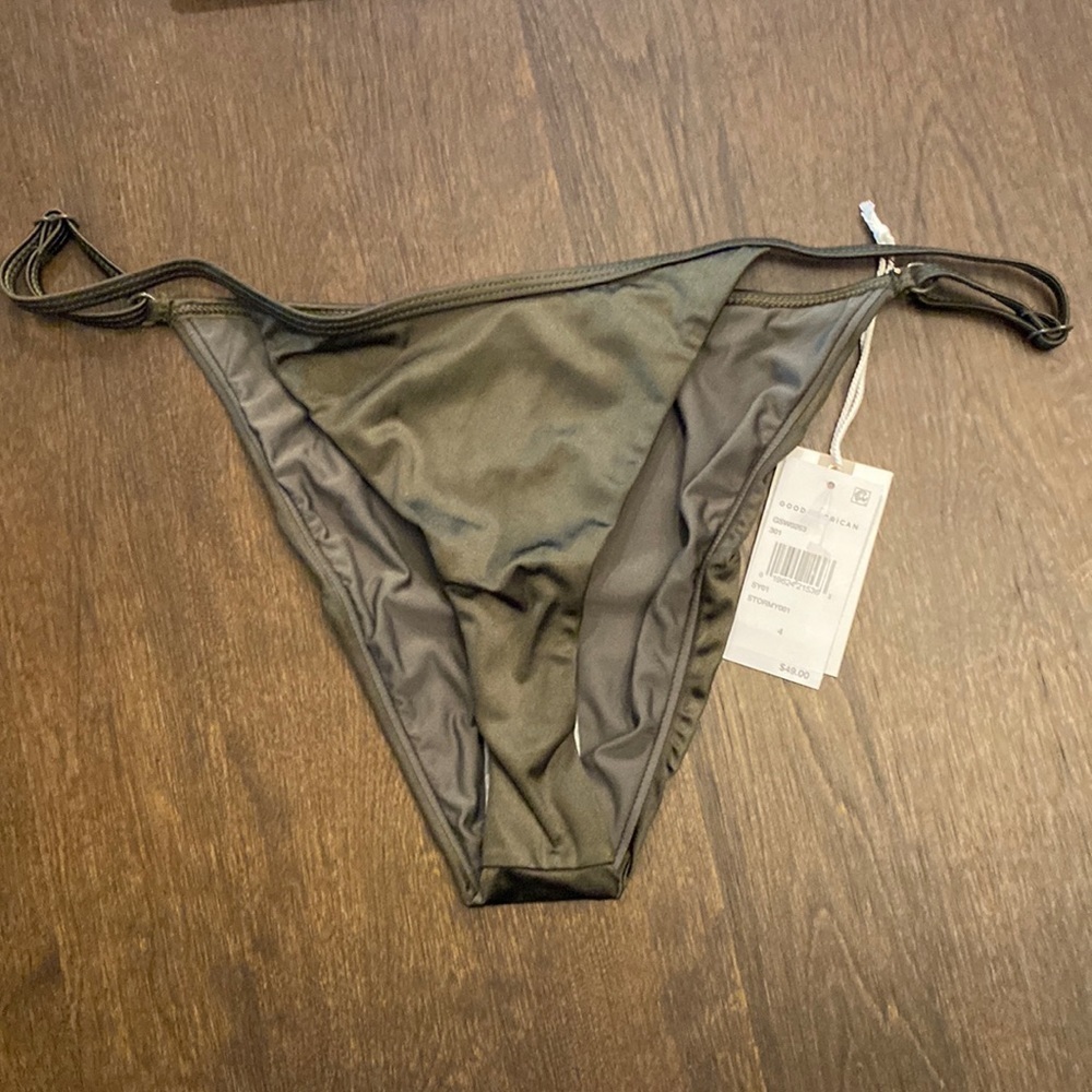 GOOD American string high cut bikini‎ bottoms army/ olive green size 4 NWT